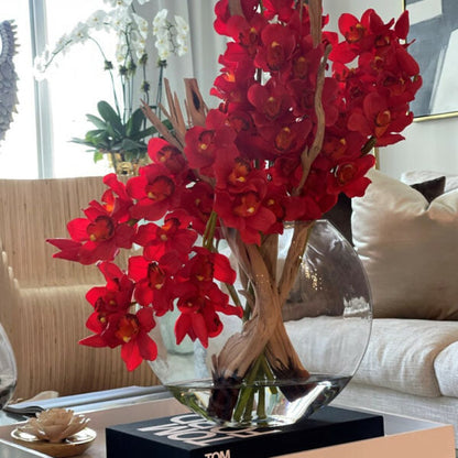 Rote Cymbidium-Orchideen